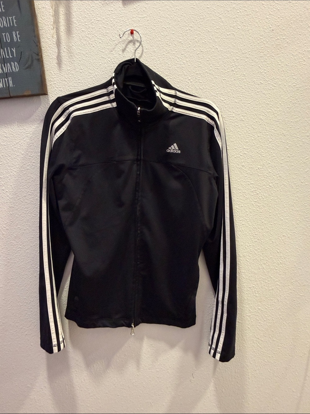 adidas Black Jacket with White Three-Stripes